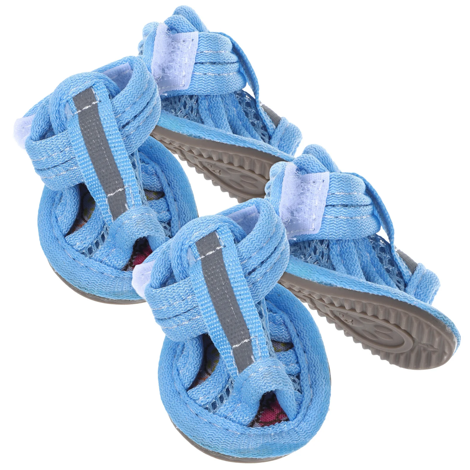 

4Pcs Puppy Shoes for Summer Breathable Mesh Dog Boots Anti-Slip Lightweight Outdoor Paw Protection Blue Size 1