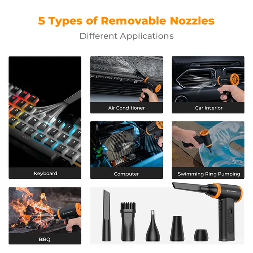 Imagen 2 del producto Concepto de K&F 120000 Soplador de aire comprimido sin escobillas, plumero de aire eléctrico RPM para ordenador PC, teclado de ordenador portátil, herramientas de limpieza de cámara