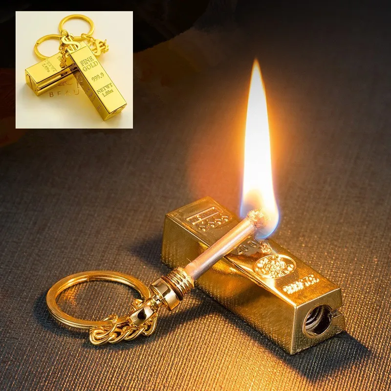 

Ten Thousand Match Lighter Windproof High Value Gold Bar Shape Lighter Creative Personality Anti-drop Cool Lighter