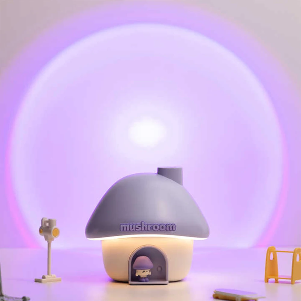 

USB Rechargeable Mushroom Humidifier Atmosphere Light 7colors Lamp for Household Office Desktop Car Air Bedroom Spray Bedroom