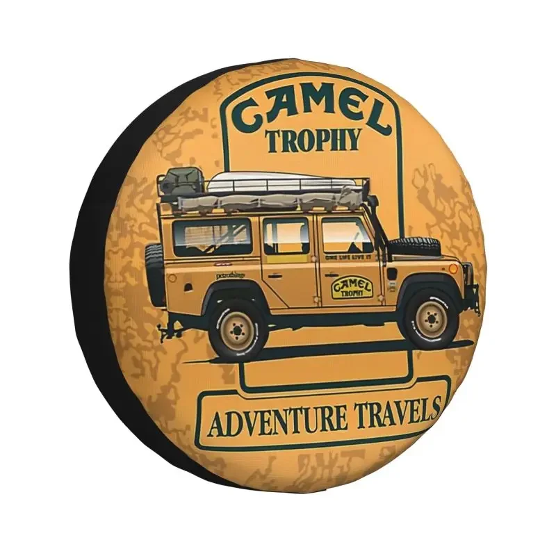 Custom Camel Trophy Defender 110 Spare Tire Cover for Pajero Moto Yellow 4x4 Trailer Car Wheel Protector 14