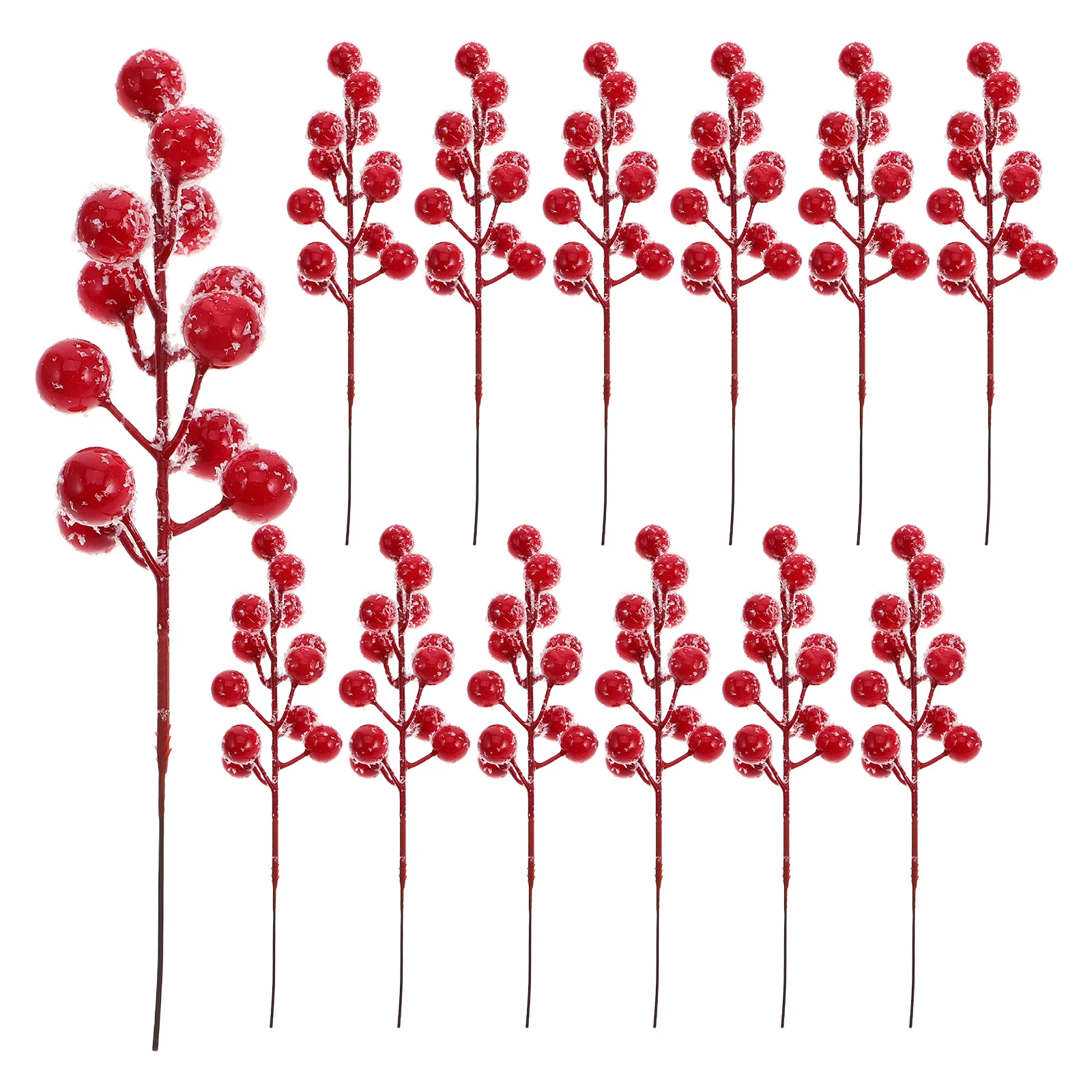 

20pcs Artificial Red Berry Stems Frosted Winter Holly Picks Christmas Tree Filler Holiday Wreath Decor Diy Home Decoration Fake