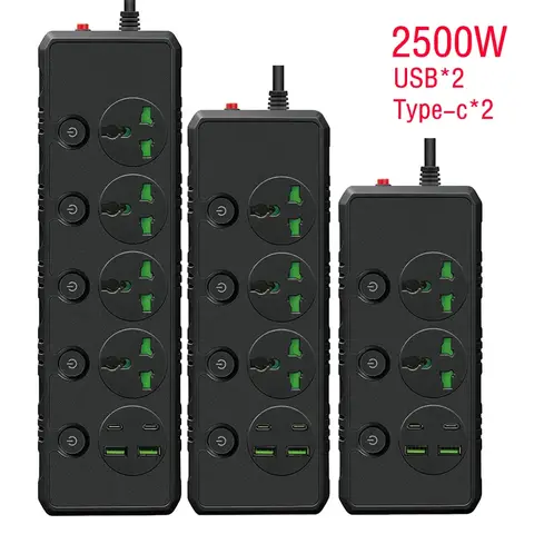 EU UK-kontakt PD 20W Tyskland-uttag 9-i-1-eluttag med 2 USB-snabbladdning 2 typ-C-portar 10A nätadaptrar för reseladdning 8 best sales Plug UK - №7