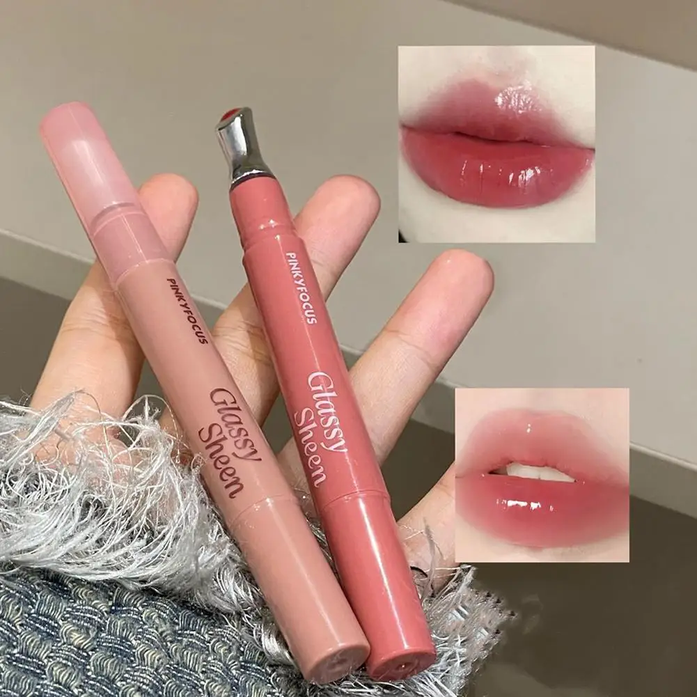 Mirror Watery Lip Gloss Iron Brush Head Jelly Lipgloss Moisturizing Lip Tint Lipstick Nature Nude Lips Makeup Cosmetics - view 2