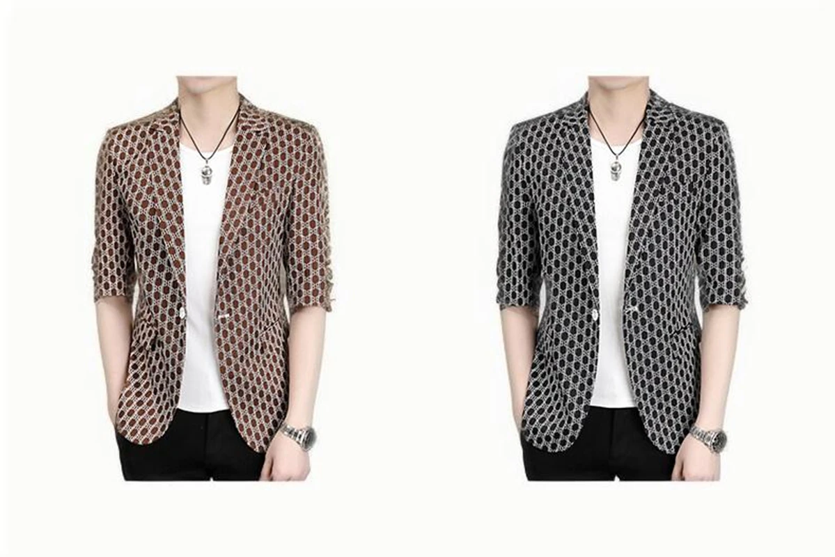 

ZG 2025 Summer New Men's Small Suit Ultra-thin Sunscreen Breathable Suit Jacket Tops Men