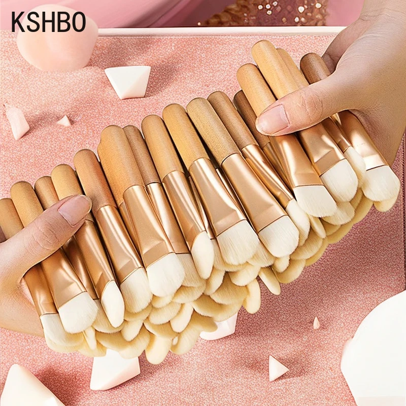 KSHBO 5/10/20Pcs Facial Mask Brush Fan Shaped Soft Face Professional Makeup Brushes Wooden Handle Skin Care Cosmetics Tools