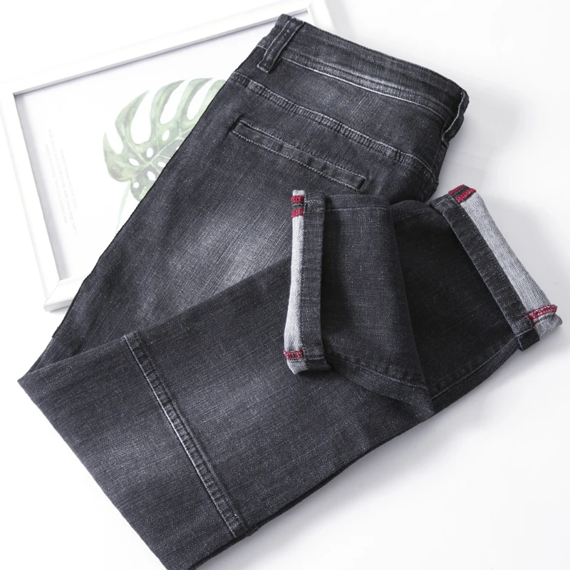 

Thin Jeans Loose Straight Leg Nine-Piece Long Trousers Faionable Urban Casual Youth Summer Low Waist Zipper Fit Small Foot