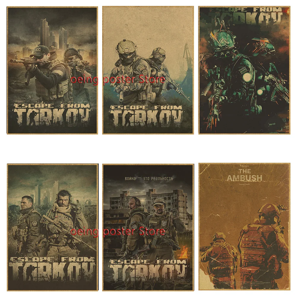 Video Game Escape From Tarkov Solider Kraft Paper Poster Wall Art work Print Painting Home Pictures Room Decor