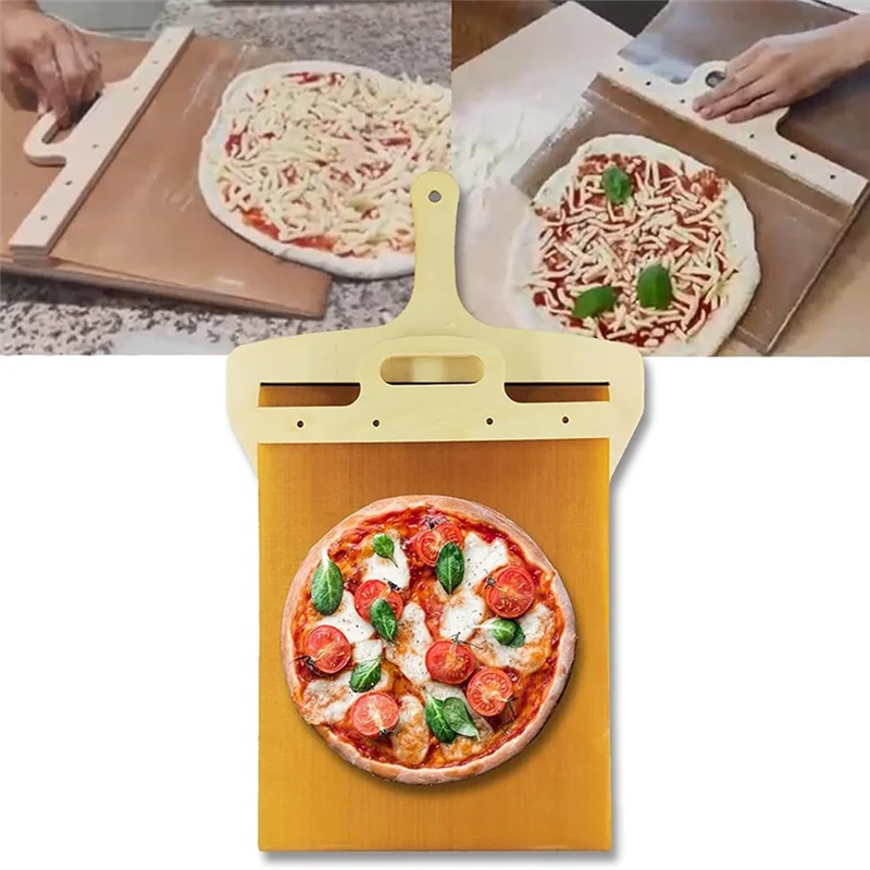 A03I-Pizza Peel Non-stick Easy Transfer Pizzaspatel voor pizzadeeg, glijdende pizzaschep met handvat