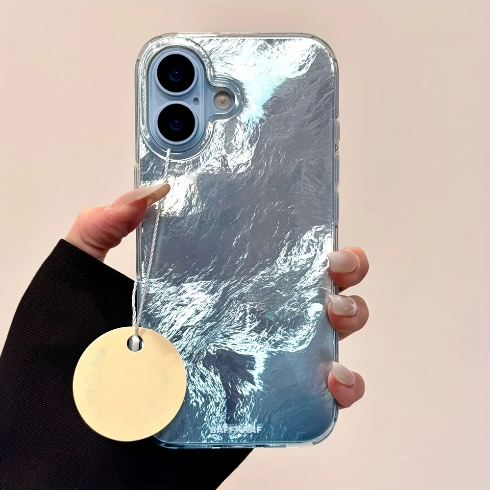 Luxury Gradient Baby Blue Laser Glacial Pattern Case For iPhone 17 Pro Max 17 Pro 16 15 14 13 12 Pro Max Plus 11 Stylish Cover - náhled 4