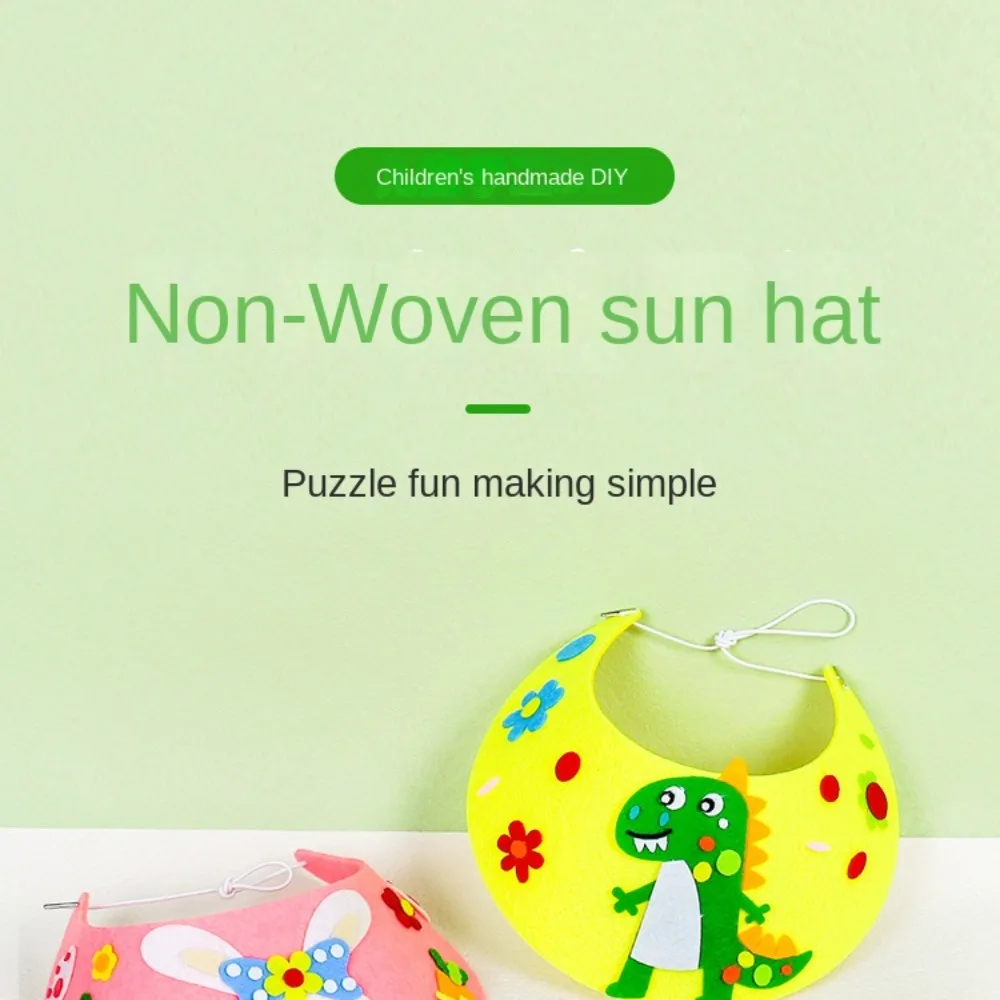 Crafts Kids Handcraft Toy Sunhat Non-woven Fabric Children DIY Toy with Rope Colorful Kindergarten Material Package