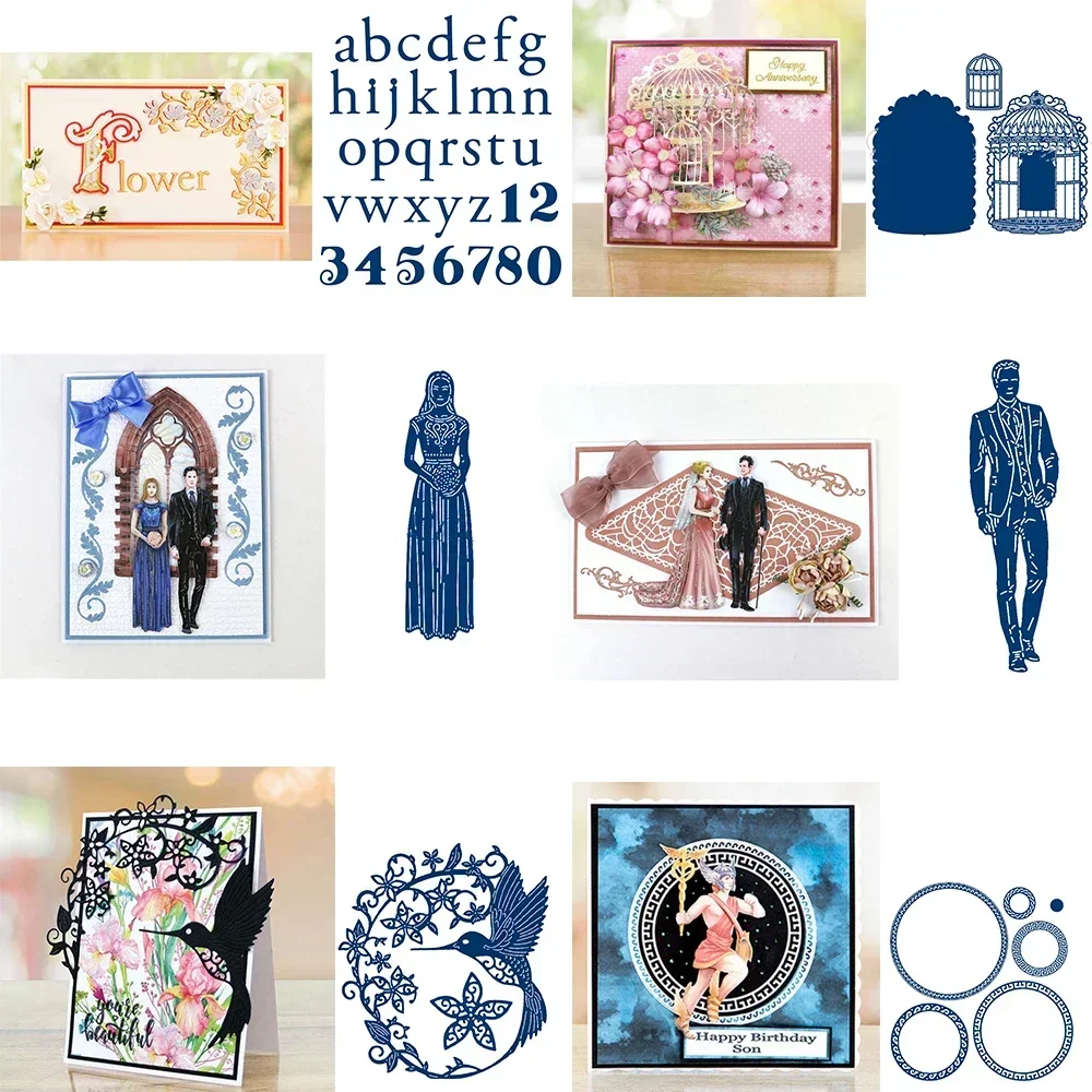 Hochzeit Braut und Bräutigam Alphabet Metall Stanzformen Vogelkäfig Kreis Kolibri gestanzt für DIY Scrapbooking Karte Handwerk machen