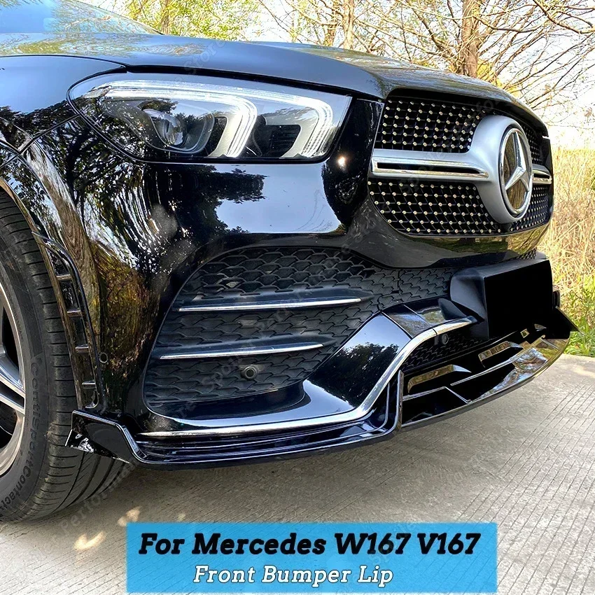 3Pcs For Mercedes Benz GLE Class W167 C167 GLE350 GLE450 GLE53 AMG Front Bumper Lip Stickers Splitter Trim Accessories 2019-2022