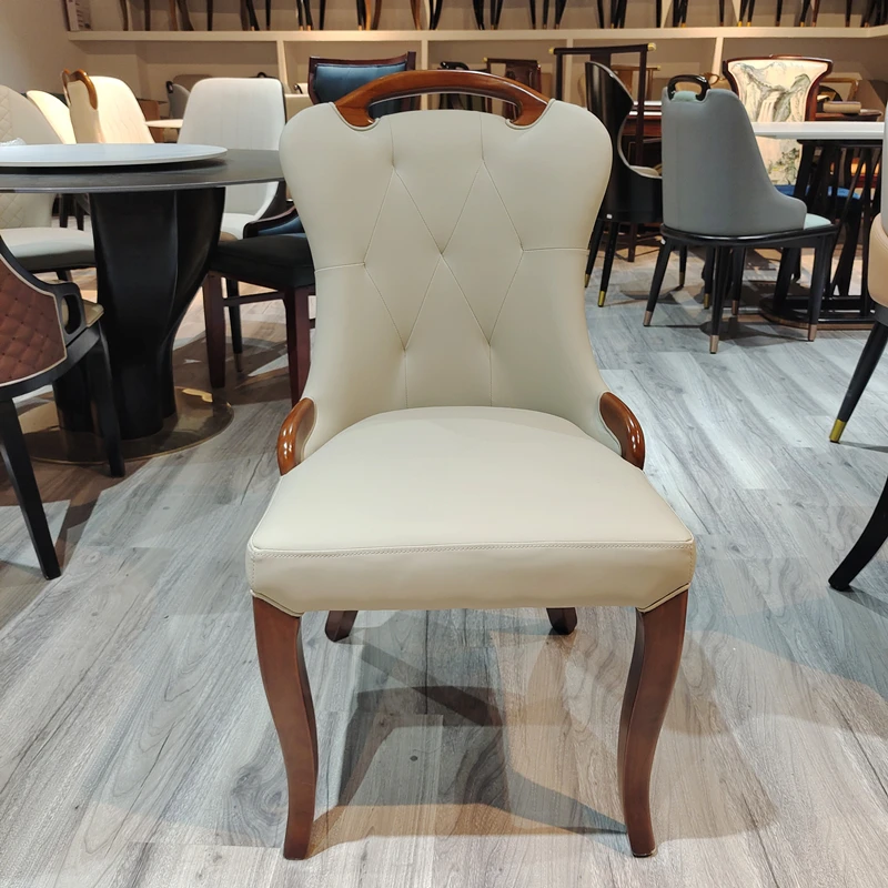 

Small-sized furniture, living room, bedroom hotel tables and chairs leather backrest light luxury full chair