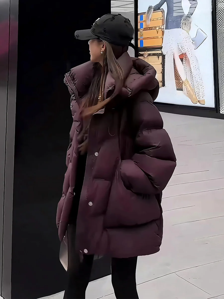 

Пуховик Cloud Dough White Du для женщин, зимнее утепленное пальто свободного кроя с капюшоном, повседневное, стандартной длины