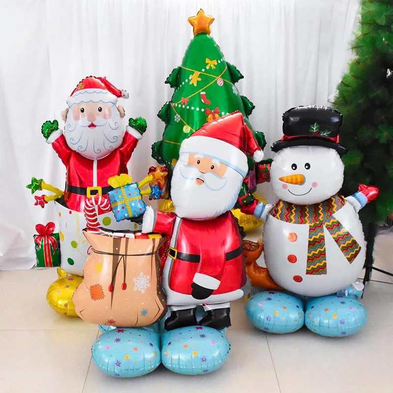 Christmas Foil Balloons Santa Claus Snowman Standding Balloons Christmas Gifts Santa Balloon Xmas Party Supplies Home Decortion