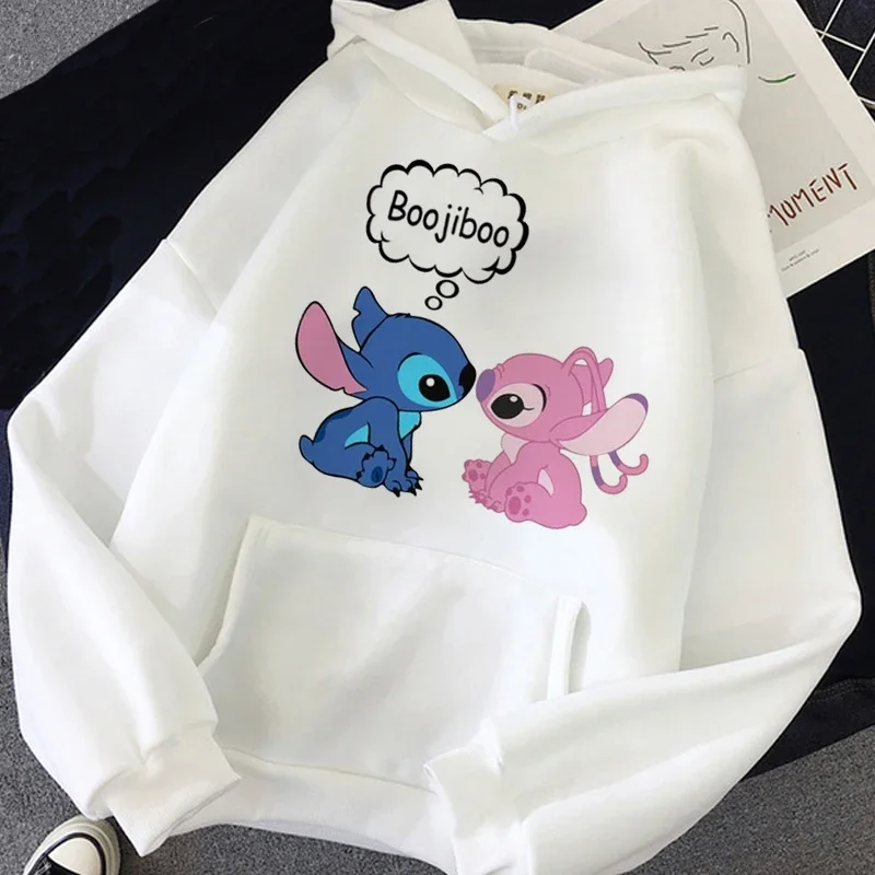 2024 Couples Lilo Stitch Spring and Autumn Sweater Long Sleeve Hooded Sweater Loose Casual Sweatshirts for Women Loose Hoody