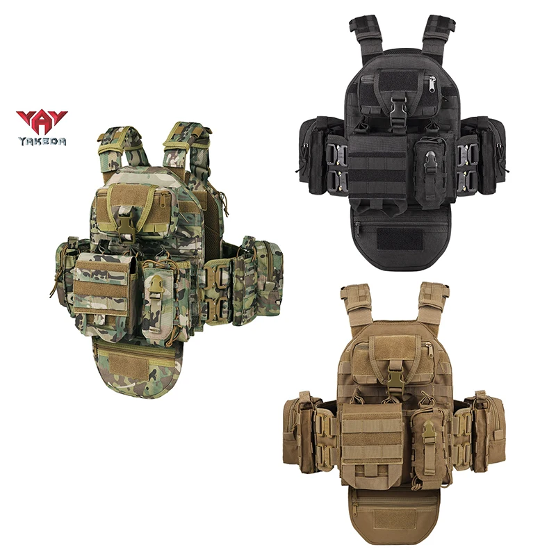 YAKEDA Quick Release Chaleco Tactical Plate Carrier Molle Quick Release Crotch Protection Kamizelka taktyczna 1000D Nylon