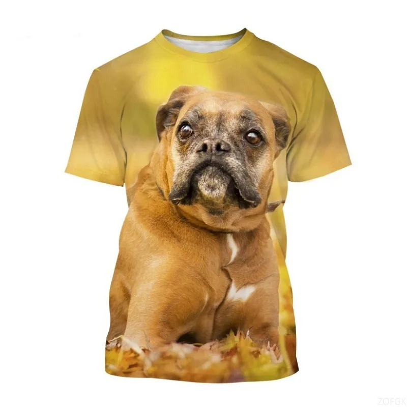 

Woof Dog Pattern 3D Printed Animal Fashion Casual Loose Round Neck Men's and Women's Short Sleeves