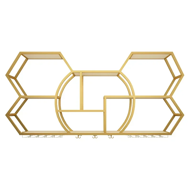 

Bar Wall-Mounted Wine Cabinet Shelf Rack Restaurant LED Wine Display Rack Household Wall Shelves Iron Storage Rack