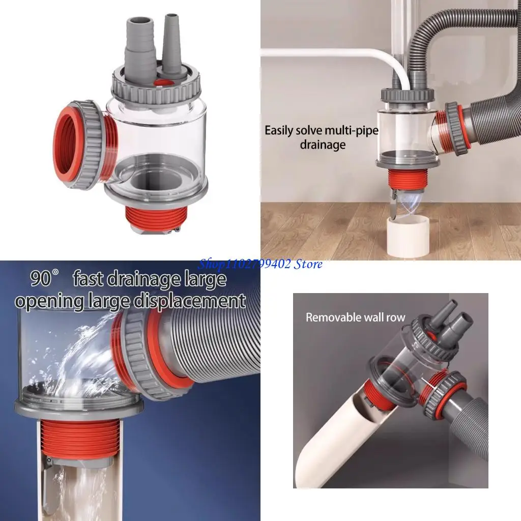 

547F Plastic Drainage Adapters Kitchen Basins Sewer Branch Replacement Water Pipe Connector Sealing Rings Pipe Divider