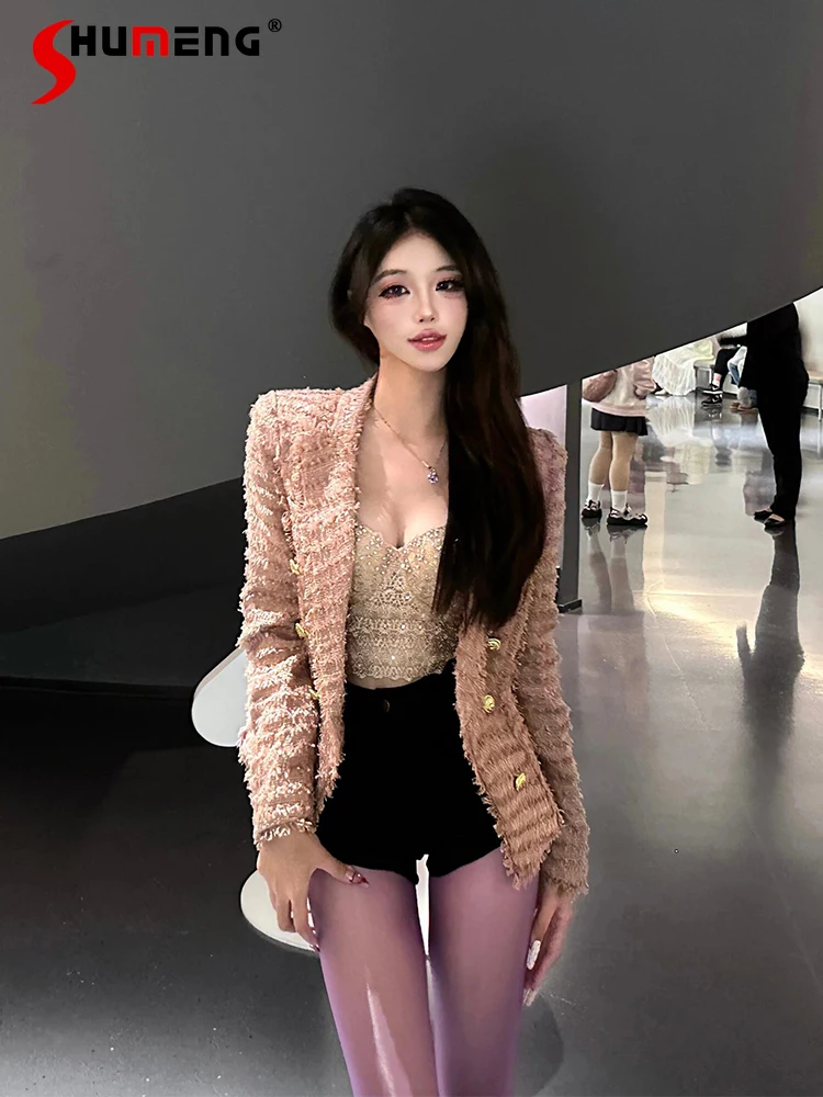 Fashion Small Fragrant Blazers Women 2024 Autumn Winter New High-end Femininity Socialite Tailored Coat Trendy Tweed Short Coats