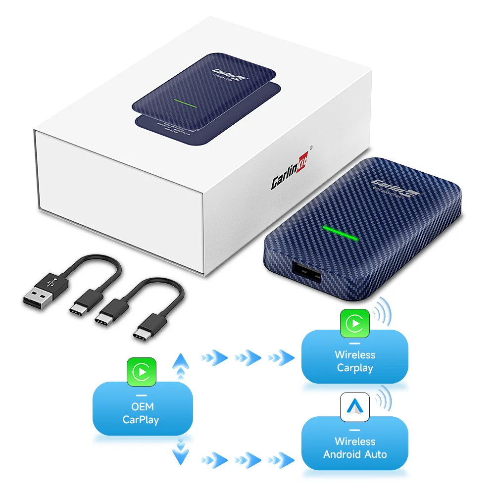 Carlinkit Trådløs Adapter for Apple CarPlay & Android Auto - Blå 6