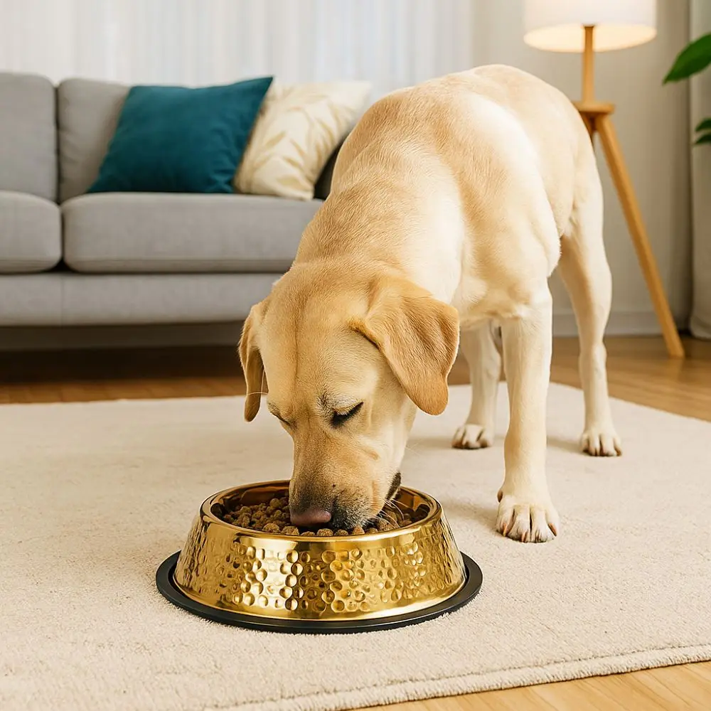 

Large Capacity Pet Feeding Bowl Stainless Steel Anti Slip Dog Drinking Basin Metal Gold Plated Cat Food Dish For Dogs Cats