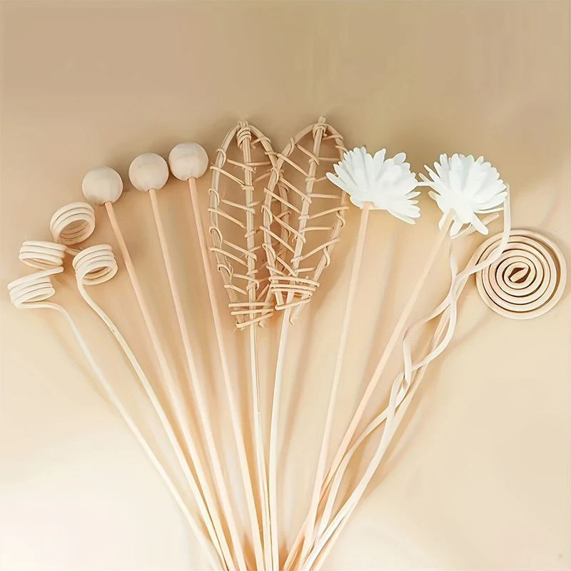 12Pcs/set Aroma Diffusers Lotus Series Flower Rattan Sticks Fireless Fragrances Reed Diffuser Stick DIY Ornaments Home Decor