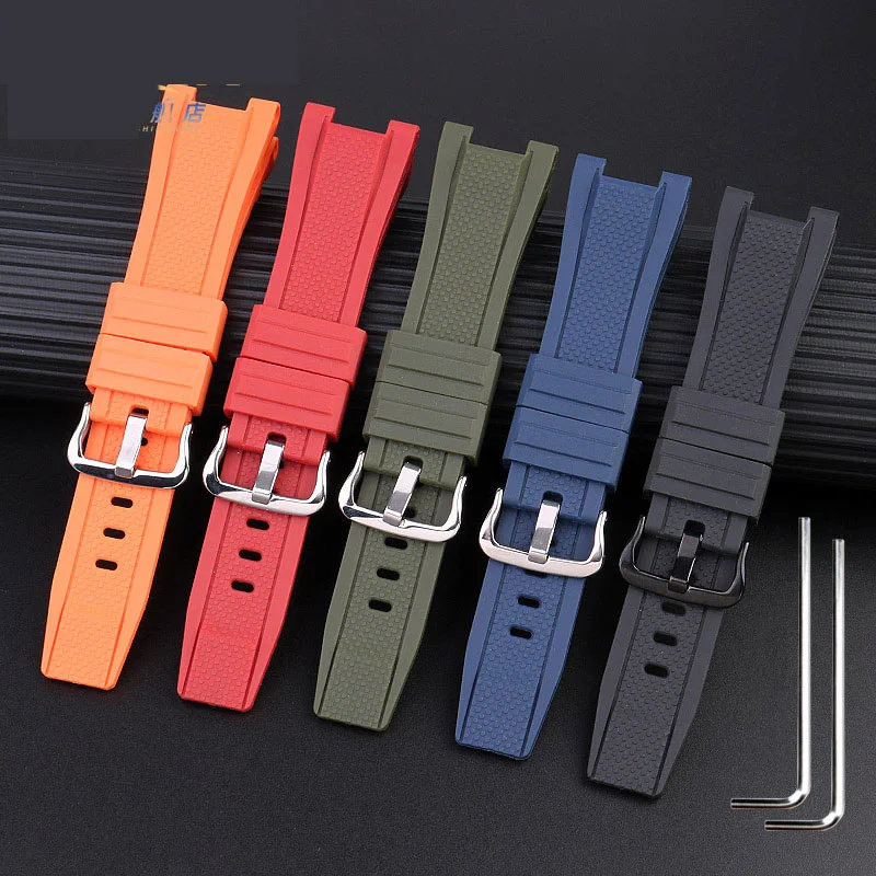 26*14mm Soft Rubber Watchband Replacement for Casio G SHOCK GST-B100/S300/410/210/W110/W100/S110/S100 Silicone Band Men Strap