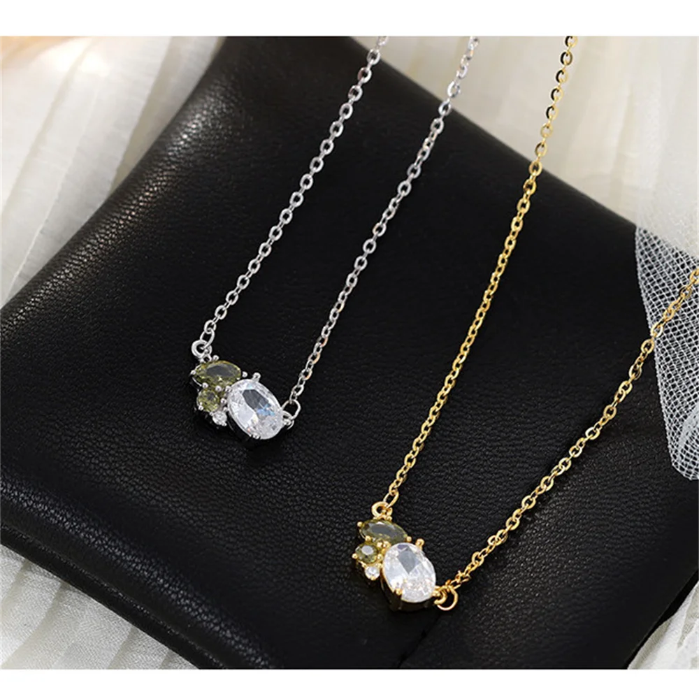 

Korean S925 Sterling Silver Women's Necklace, Irregular Zircon Micro-inlaid, Minimalist Collarbone Jewelry