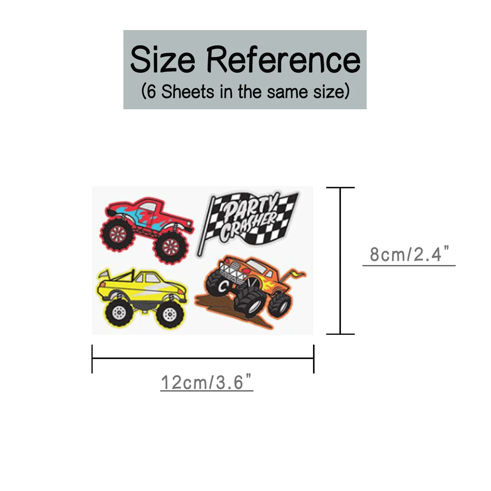 ملصقات وشم مؤقتة للشاحنات على الطرق الوعرة ، ألعاب إبداعية للأولاد ، ملصق نقل للوجه والذراع والساق للأطفال ، 6 ملاءات