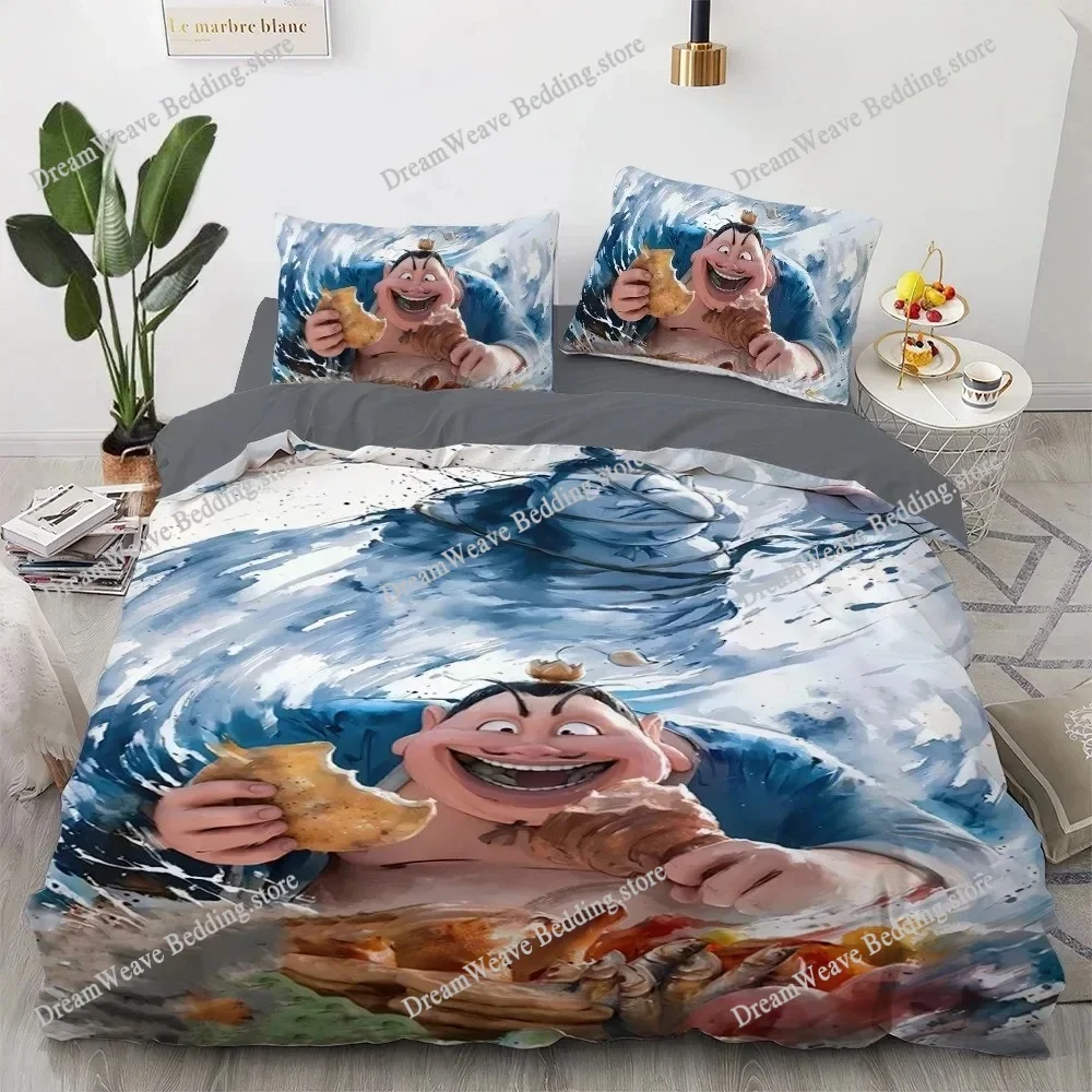 

China Hot Movie Ne Zha 2 Demon Boy Stir in The Sea Double Bedding Set Ne Zha Ao Bing Single Dormitory Student Knit