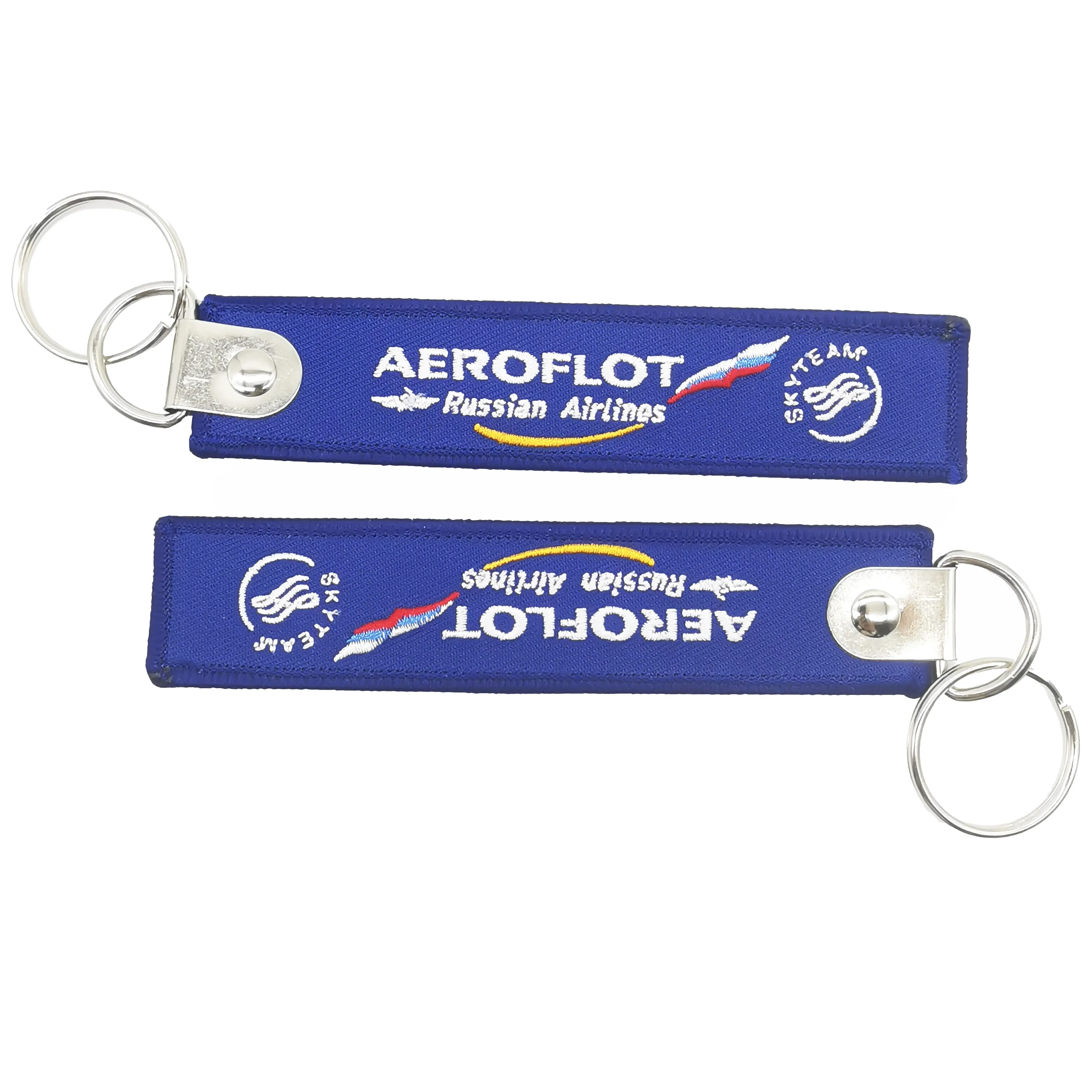 1 PC AEROFLOT Aviation Trinkets Embroidered Keychains Metal Keyring Motorcycle Key Accessories Flight Crew Pilot Aviation Tags