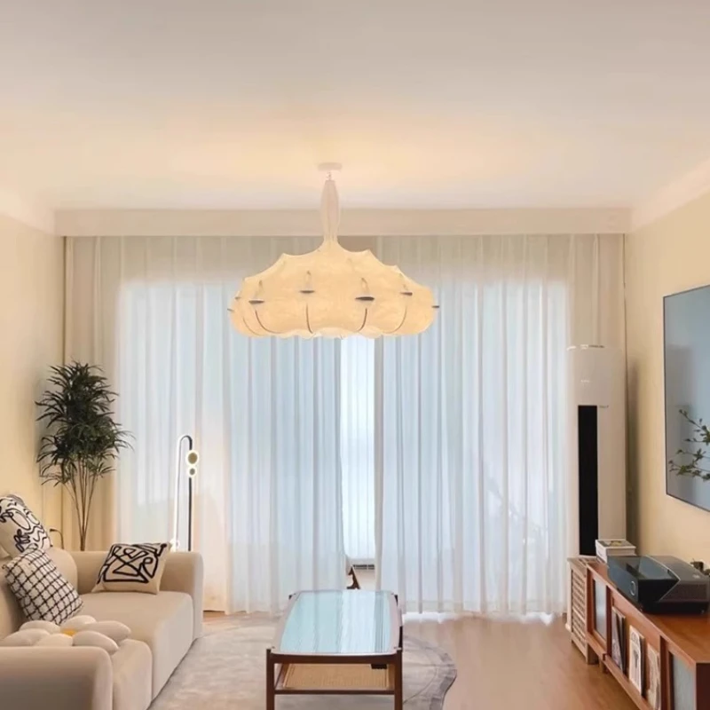 Italian Designer Creative Silk Pendant Lamp Simple Bedroom Living Room Homestay Tea House Art Decor LED Hanging Lighting Fixture