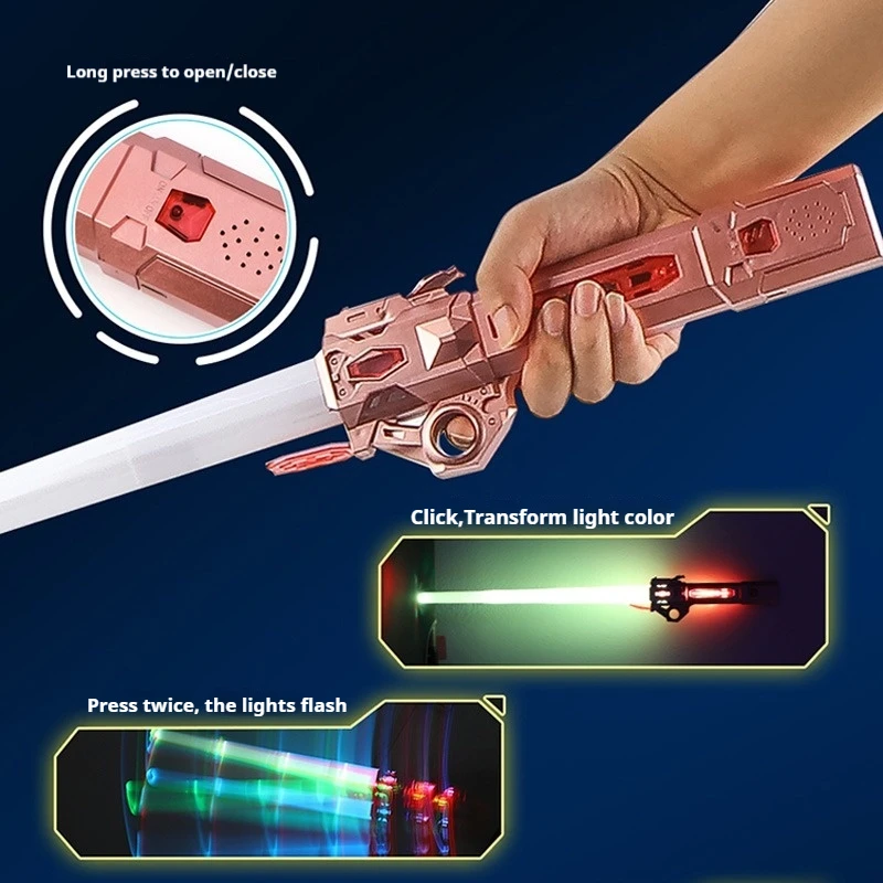 74cm Light Sword Laser Sword 2-in-1 Flash Stick 7-color Retractable Cool Sword Glow Stick Kid\'s Toy Light Saber Kpop Lightstick