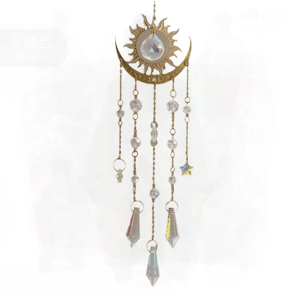 

New Golden Flame Moon Crystal Pendant Sunlight Catcher Outdoor Garden Hanging Decorations Hanging Ornaments