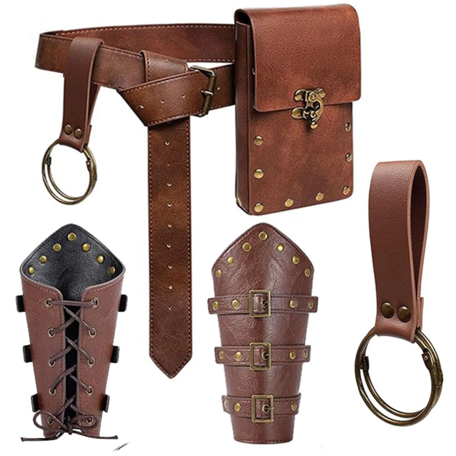 

Medieval Phone Bag Waist Foreskin Wrist Protection Steampunk Renaissance Cosplay Costume Accessories Halloween Set