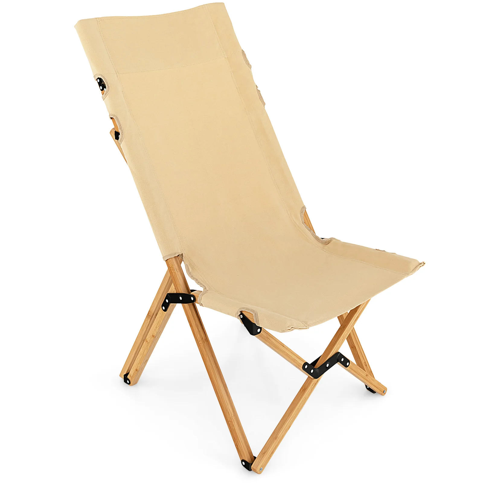 Silla de Camping plegable para Patio, asiento portátil de pesca, respaldo ajustable de bambú con bolsa de transporte