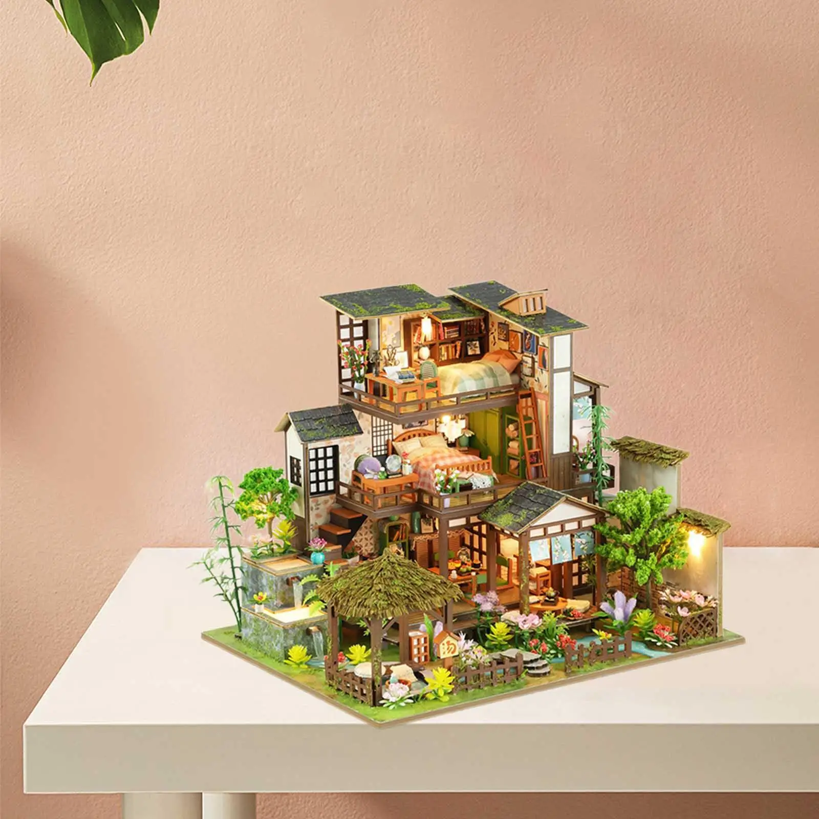 DIY Wooden Miniature Dollhouse with Funiture for Kids Birthday Gift Adults