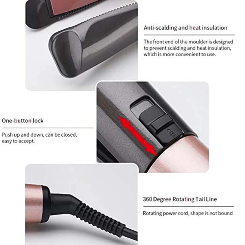 2-In-1 Hair Straightener Iron Flat Curling Iron, Curling Iron Tourmaline Ceramic Twisted Flat Iron