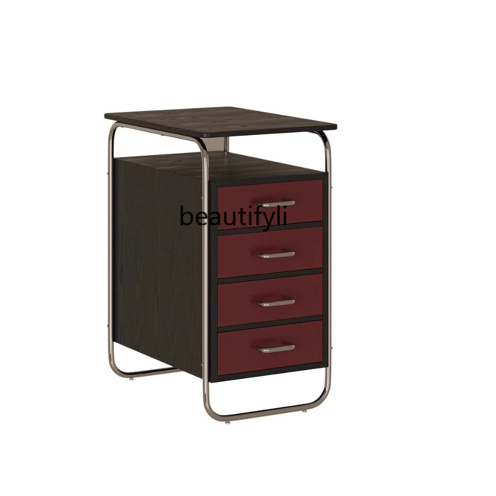 

Antique Style Stainless Steel Bedside Table with Drawer Light Luxury Living Room Sofa Side Cabinet Storage Cabinet