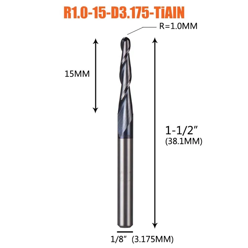 1PC Vhm Frees 4mm 6mm 8mm Bal Neus Tapered Frezen Frezen CNC Taper hout Metalen Frees