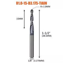 Carbide tapered ball nose endmill [R1.0-15-D3.1-TiAlN]