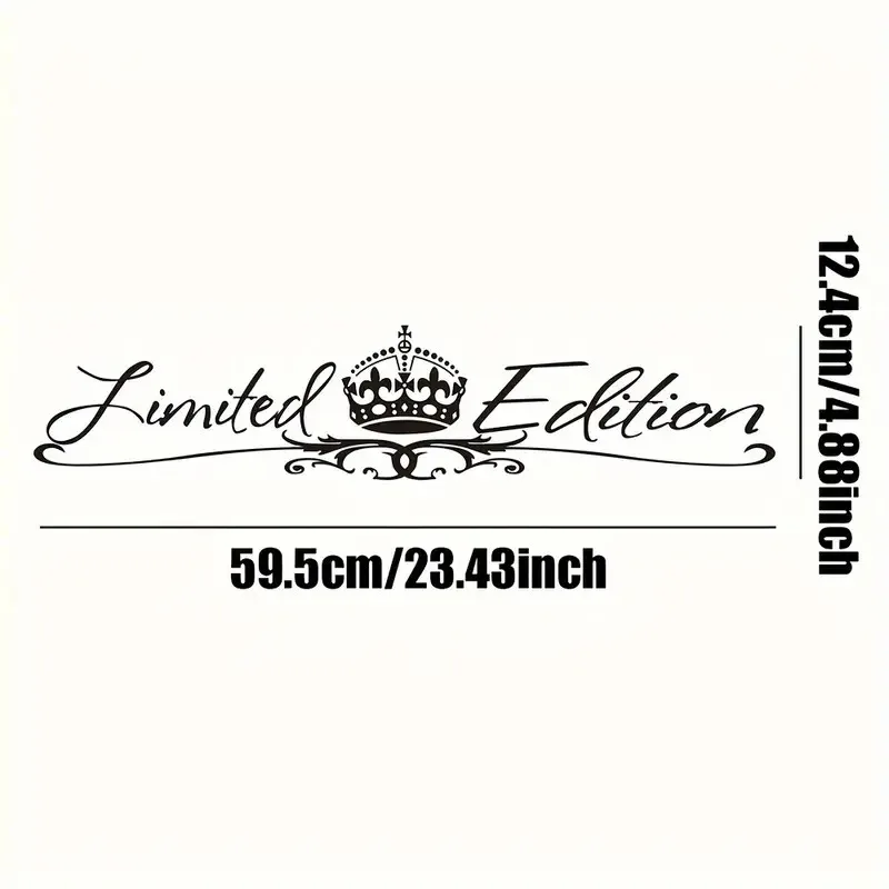 1 Pack Limited Edition Royal Crown Car Decal - Large Windshield Vinyl Sticker for Sports Cars (Waterproof, Matte Finish)