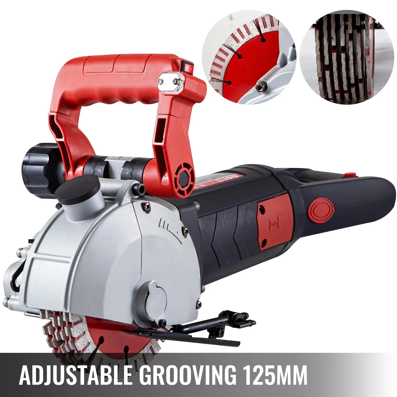VEVOR 4800 واط الجدار المطارد قاطع الخرسانة الليزر الكهربائية تهدف الأخدود ماكينة تشقيب وتجعيد الألواح الكرتون 125 مللي متر منشار دائري قطع أداة السلطة مجموعة