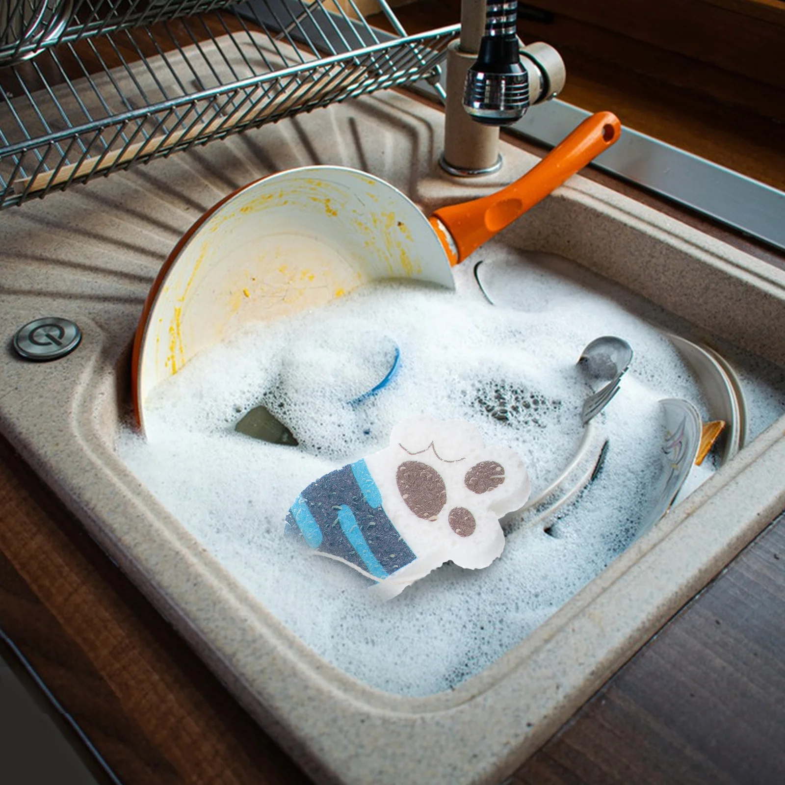 

4Pcs Compressed Cat Paw Kitchen Sponge Highly Absorbent Washable Dish Scrubber Sponges Kitchen Cleaning Supplies