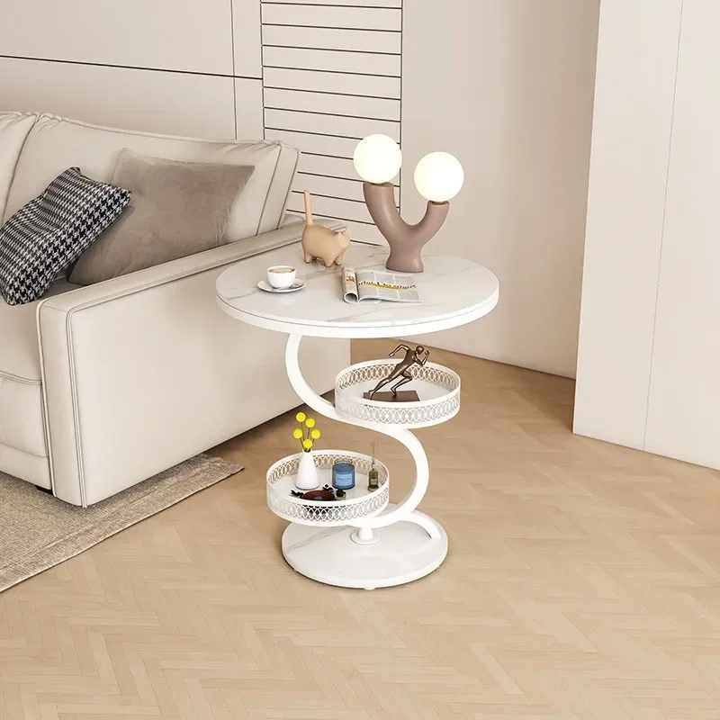 Simple Modern Sofa Side Table Light Luxury Corner Table Living Room Creative Design Removable Storage Small Round Table
