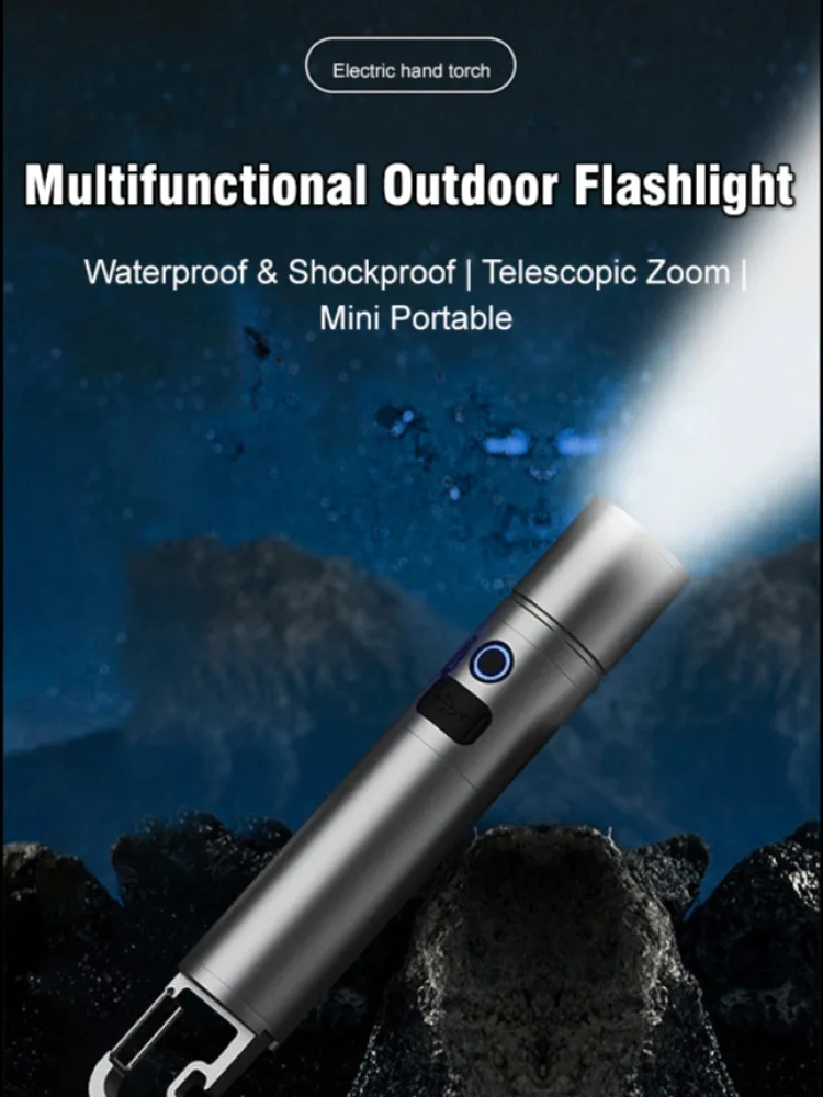 New strong light rechargeable treasure flashlight long-distance shooting portable multifunctional household outdoor LED light