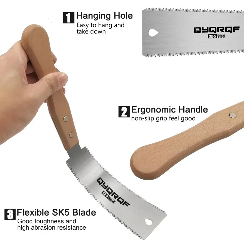 1 قطعة منشار يدوي صغير 6 بوصة منشار سحب ياباني حواف مزدوجة 15/17 منشار قطع فلوش لمشاريع النجارة ذاتية الصنع #3
